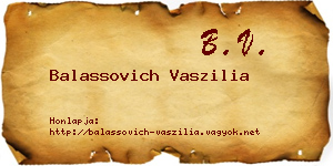 Balassovich Vaszilia névjegykártya
